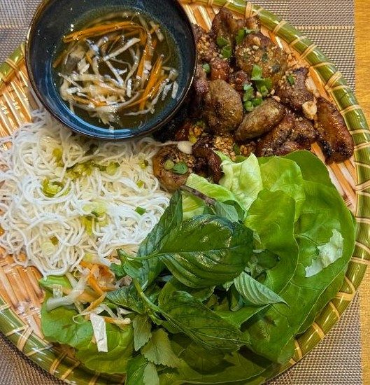 Bún chả — grilled pork with herbs and rice noodles